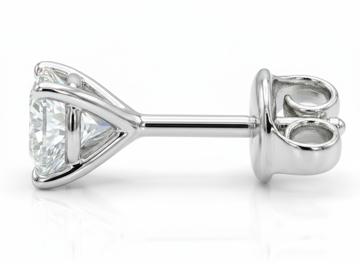 3-Prong Martini Diamond Stud Earrings - View 4