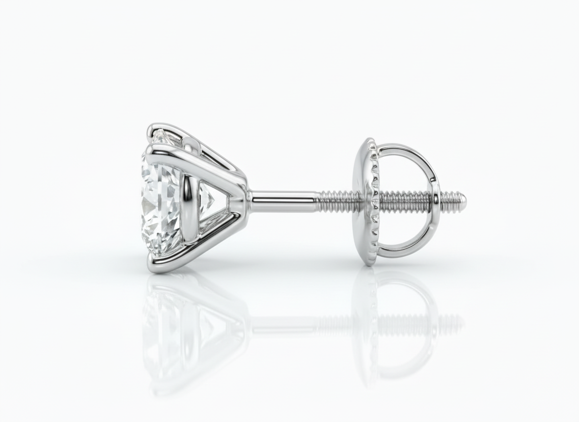 3-Prong Martini Diamond Stud Earrings - View 5